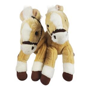 Wells Fargo Legendary Ponies Lot of 2 "Lightning" Tan Horses Plush Stuffed Toy